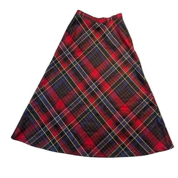 Vintage 90’s Laurel Ralph Lauren Tartan Plaid Wool Midi Skirt Size 6P - Picture 1 of 8